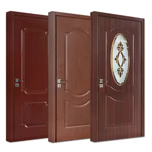 Cheap price modern pvc skin glass wooden doors designs interior room single leaf moulded mdf wood door