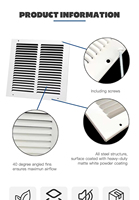 Grille de retour d'air en acier durable de haute qualité, diffuseur au design carré moderne pour installation murale de climatisation, réglable