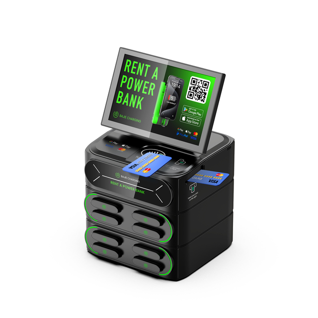 8-Slot Device Shared Power Bank Built-in Screen POS Card Reader 60W Fireproof ABS+Metal Supporting 4G/WiFi Network Connection