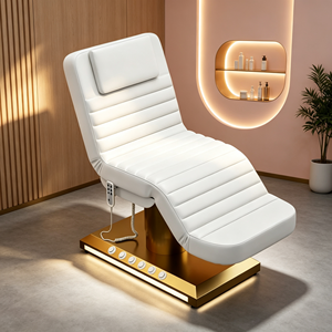 Table de massage électrique de luxe en cuir PU blanc à 3 moteurs pour salon de beauté, lit de cils électrique, lit de massage facial électrique pour spa - Product Image 2