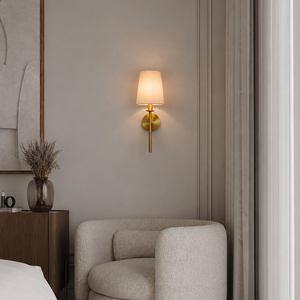 Modern Fabric Shade <b>Wall</b> <b>Light</b> Brushed Brass Frame Indoor Decor <b>Wall</b> Mount Lighting Fixture - Product Image 1