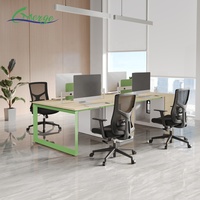 Mobilier de bureau 6 places moderne à espace ouvert Banc de travail Table d'ordinateur Bureau d'ordinateur Poste de travail Bureau