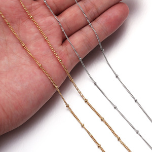 Chaîne torsadée en acier inoxydable de 1,8 mm à perles latérales, couleur or et argent, fournitures de bijoux DIY pour la fabrication de colliers - Product Image 3