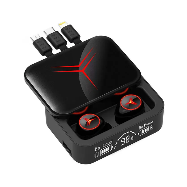 Tws Earbuds Wireless Hifi Stereo Headphones with Battery Indicator Sliding Charger 3-in-1 Gaming Power Pack Gaming Headphones