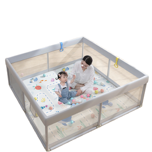 <span class=keywords><strong>Playpen</strong></span> in acciaio per interni ed esterni progettato in modo sicuro con recinzione per bambini in morbida rete traspirante incluso - Product Image 1