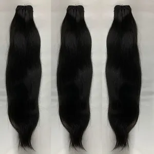 Vente en gros cheveux bruts à cuticule alignée 100 cheveux humains vierges cheveux brésiliens de vison raides 3 faisceaux avec fermeture frontale en dentelle