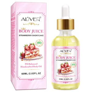 ALIVER 60ml Pure Natural Skin Brightening Deep Moisturizing Handcrafted Peach Strawberry Shortcake Body Juice Oil For Women