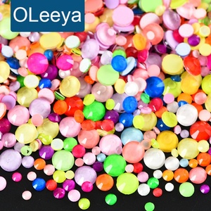 Strass OLeeya en vrac, cristaux en verre à dos plat, couleurs rose, orange, bleu, néon, cristaux non thermocollants pour nail art - Product Image 2