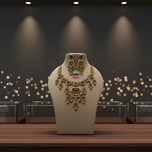 Traditional Ethnic Green Emerald Kundan Jewelry <b>Set</b> Luxury Alloy <b>Necklace</b> Indian <b>Bridal</b> Wedding Vintage Party Wear Gift - Product Image 6