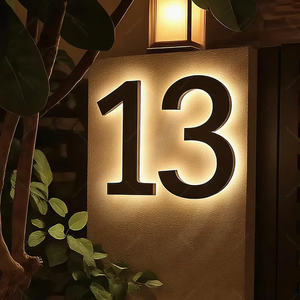 LC Sign Backlit Stainless Steel LED Modern Apartment House Numbers <strong>Door</strong> <strong>Plates</strong> for Indoor Outdoor Use - Product Image 1