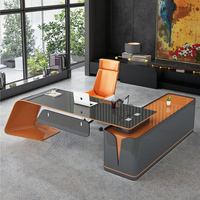 Ensemble de bureau de direction en bois au design contemporain de Guangzhou, table de patron modulaire à finition brillante, bureau de gestionnaire de bureau moderne pour usage domestique