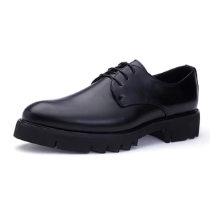 Nouvelle Tendance Chaussures Derby Homme en Cuir Noir à Lacets Bout Carré Plateforme Printemps Été Automne Résistantes à l'Usure - Product Image 1