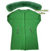 Soldes d'usine Tyan : Robe pull décontractée et élégante en maille unie avec col en vraie fourrure de renard pour femme – Collection Automne