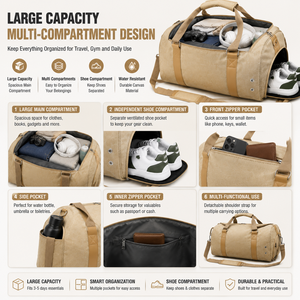 Sac de sport personnalisé OEM avec compartiment à chaussures, fabricant en marque blanche, vente en gros pour la gym, les voyages et l'extérieur - Product Image 3