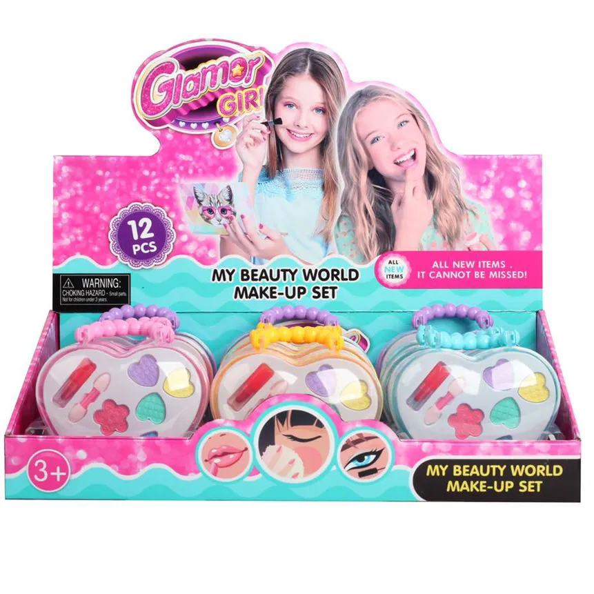 4 Arten sortiert Liebes form rosa süße Kosmetik Dressing Up Toy Kinder Kinder Make-up Set für Mädchen