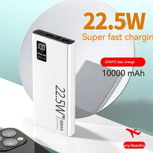 High Capacity 22.5W USB Power Bank 10000 Mah 20000 Mah Fast Charging With LED Display Power Bank