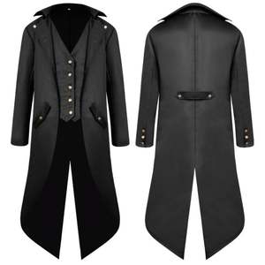 Vêtements médiévaux vintage pour hommes Tuxedo vintage punk <span class=keywords><strong>mi</strong></span>-long pour hommes Vêtements d'extérieur pour hommes Costume de Pâques d'Halloween - Product Image 1