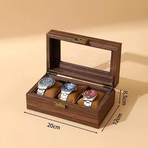 Custom Eco-friendly 12-Seat Wooden <b>Rectangular</b> <b>Watch</b> Box Glass Lid Buckle Closure 2-Layer Gift Case Men's Women's Jewelry - Product Image 6