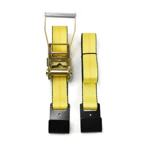 FORCENTRA Heavy Duty Yellow Polyester Ratchet Tie Down For Cargo Security Lashing Straps With Flat Hook Load Strap