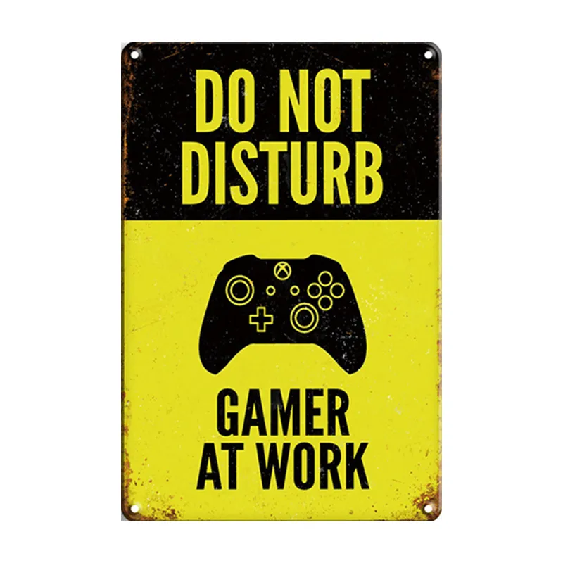 Do Not Disturb Gamer At Work Vintage Rock Music Metal Plate Tin Sign Wall Stickers Retro Poster Living Room Wall Art Home Decor