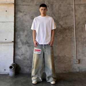 بنطلون جينز رجالي فضفاض بخصر مزدوج على طراز Y2K، جينز ثقيل الوزن بتصميم بانك، سروال دنيم مخصص للشارع - Product Image 2