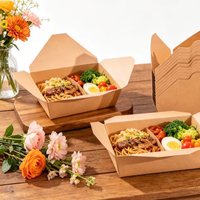 Boîte à emporter pliable en papier kraft brun de qualité alimentaire, étanche, emballage alimentaire jetable pour restaurant