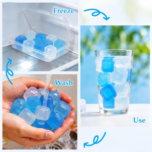 Ensemble de glaçons réutilisables carrés bleus de qualité alimentaire sans BPA, non diluants, recongelables, pour bar, whisky, vodka, café, cocktails, en plastique - Product Image 2