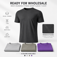 T-shirts de sport pour hommes respirants à manches courtes, extensibles dans 4 directions, séchage rapide, en nylon et élasthanne, vente en gros, personnalisables OEM ODM