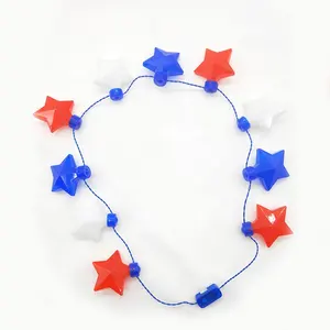 Светящиеся украшения для вечеринки в честь Дня независимости в США, ожерелье со светодиодной подсветкой и пятиконечной звездой