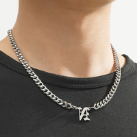 Nouveau collier pendentif cubain en acier inoxydable personnalisé avec lettres anglaises, style hip-hop, accessoires de bijoux pour hommes
