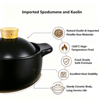 Marmite à ragoût en céramique jaune 3,6 L avec couvercle, résistante à la chaleur, pour cuisinière à gaz, antiadhésive, compatible lave-vaisselle, légère, nouvelle collection chinoise