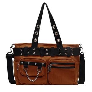 Customized High Quality Women's Canvas Goth Punk Rock <strong>Backpack</strong> with Handcuff Skull &amp; Metal <strong>Studs</strong> for Rockers &amp; Punks - Product Image 1