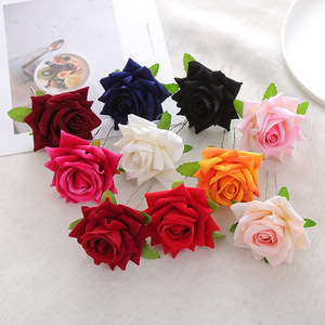 7cm Large Rose Flower Hairpin Velvet <strong>Hair</strong> Clip Accessories U Shape <strong>Pin</strong> Party <strong>Wedding</strong> Leafy Bridal <strong>Hair</strong> Piece <strong>for</strong> Women Girls - Product Image 6
