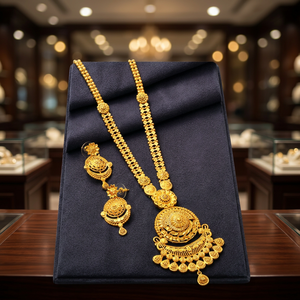 ชุดเครื่องประดับสำหรับใส่ทอง14K 18K 24K ขายส่งสร้างสร้อยคอยาวดีไซน์ลายดอกไม้แบบดั้งเดิมชุดเครื่องประดับยาว - Product Image 3