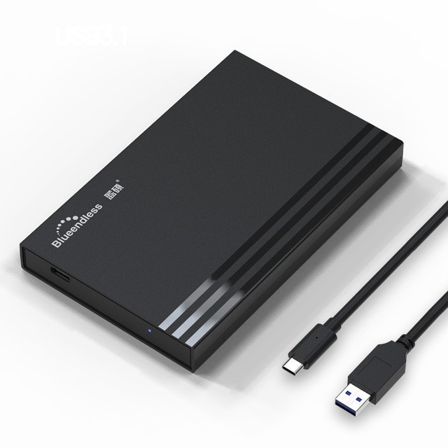 Portable Plastic Tool Free HDD SSD Case HDD SSD Enclosure 2.5 Inch USB 3.0 Type-C SATA Hard Drive HDD SSD Enclosure Case Black