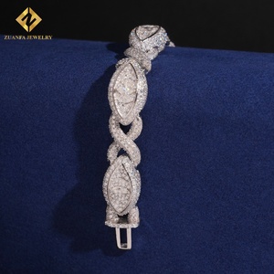 Hip hop đồ trang sức Iced out vvs moissanite Marquise kim cương 925 sterling Silver Evil Eyes Vòng đeo tay cho nam giới - Product Image 6