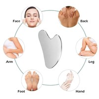 Gua Sha en Acier Inoxydable, Pierre de Gua Sha, Outil Facial Gua Sha, Kit d'Outils Gua Sha, Boîte de Rangement