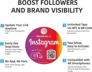 Nfc מדיה חברתית <span class=keywords><strong>Qr</strong></span> מדבקות קוד מדבקות עמיד למים פנים/ברז אל-סריקה מעקב תכונה מגביר עוקבים אין אפליקציה/עמלות nfc - Product Image 3