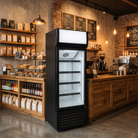 Réfrigérateur commercial pour boissons avec éclairage LED, contrôleur numérique, porte vitrée simple, réfrigérateur vertical pour café