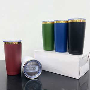 แก้วกาแฟแบบพกพาขนาด 20 ออนซ์ สีทองเคลือบผิวด้วยผงสีทอง ผนังสองชั้น ทำจากสแตนเลสสตีล เหมาะสำหรับงานเลเซอร์ - Product Image 3