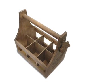 Portabotellas <span class=keywords><strong>de</strong></span> madera con abrebotellas y mango superior, 6 paquetes - Product Image 1