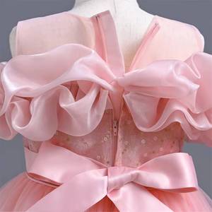 Vestido de Fiesta Largo Rosa de Alta Calidad Personalizado para Niñas, Estilo Princesa, para Eventos Nocturnos y Bodas - Product Image 5
