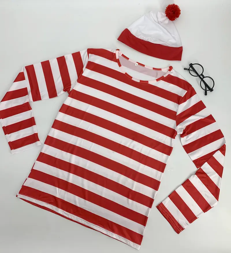 Clever Where's Wally British anime character cosplay costume Halloween parent-child outfit