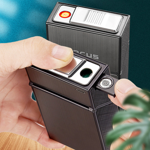 Logo personnalisé étanche briquet électronique créatif en alliage de zinc 20 pièces étui à cigarettes boîte avec briquet USB - Product Image 4
