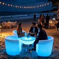 Ensemble de mobilier moderne lumineux LED à couleurs changeantes, comprenant un fauteuil, une barre lumineuse, un couvercle de pot et un siège de loisirs extérieur étanche pour sous-sol