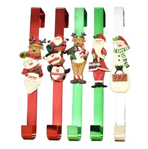 Gancho de calcetín de Navidad colorido Decoraciones Hierro Santa Ganchos de adorno de Navidad sobre ganchos de puerta