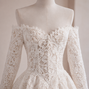 Abito <span class=keywords><strong>da</strong></span> sposa di lusso a sirena con spalle scoperte, maniche lunghe, corsetto in pizzo, schiena scoperta, <span class=keywords><strong>taglie</strong></span> forti, personalizzabile, all'ingrosso - Product Image 4