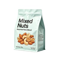 Sachet personnalisé en aluminium à fond plat scellé sur huit côtés, noir brillant, 16oz 8oz 100g, pour emballage de noix, croustilles et snacks croustillants