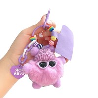 Porte-clés Lumineux en Peluche Mignonne en Forme de Boule de Charbon pour Femme, Décoration de Sac Exquise, en Polyester Écologique Haut de Gamme et Durable