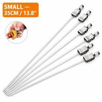 Brochettes de barbecue en acier inoxydable 430 avec poussoir coulissant, lame plate de 35 cm et 1,8 mm d'épaisseur pour grillades de viande, boulettes de poisson et légumes, réutilisables